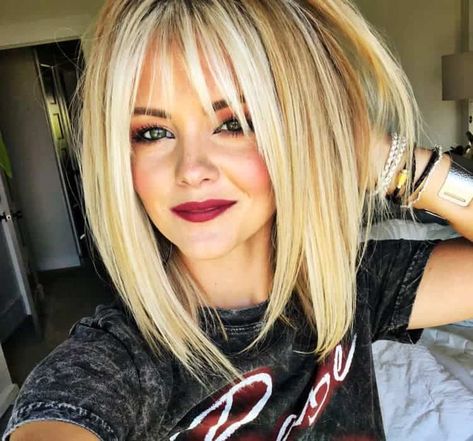 Tuns Bob Lung, Dunner Wordend Haar, Blonde Hair With Bangs, Blonde Bob Hairstyles, Bob Hairstyles With Bangs, Long Bob Haircuts, Hair 2018, Long Bob Hairstyles, Blonde Bobs