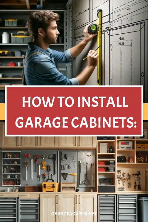 Discover a comprehensive step-by-step guide on how to install garage cabinets effortlessly. Upgrade your space with these easy-to-follow instructions for a more organized and efficient garage setup. Transform your cluttered space into a functional storage solution today! Garage Setup, Functional Garage, Garage Wall Cabinets, Storage Pod, Cabinets Garage, Overhead Storage Rack, Garage Projects, Unfinished Cabinets, Storage Pods