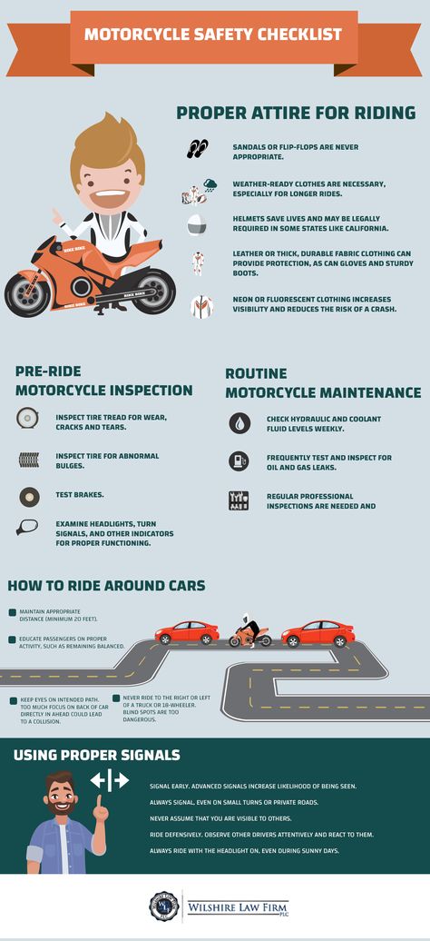 Infographic with a motorcycle safety checklist including tips for proper attire & how to safely ride around cars. Motorcycle Safety Tips, Motorcycle Checklist, Motorcycle Infographic, Safety Checklist, Proper Attire, Motorcycle Safety, Electric Motorbike, Biker Babe, Maintenance Checklist