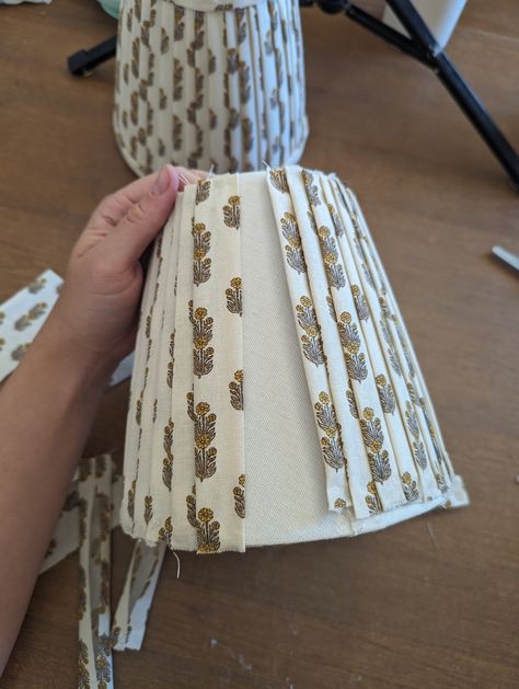 No Sew Lampshade DIY — Em Hales Home Covered Lampshade With Fabric, Painted Lampshade Diy, Brigitte Singh, Diy Lamp Shade Makeover, Recover Lamp Shades, Diy Lampshade Makeover, Mudroom Inspiration, Federal House, Lampshade Diy