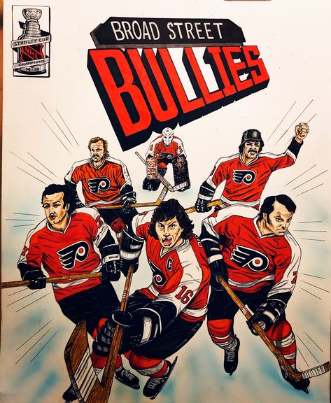 Philadelphia Flyers Champs Broad Street Bullies, Philly Flyers, Retro Hockey Poster, Philadelphia Flyers Logo, Philadelphia Vintage Poster, Philadelphia Flyers Hockey, Toronto Maple Leafs Hockey, Maple Leafs Hockey, Flyers Hockey