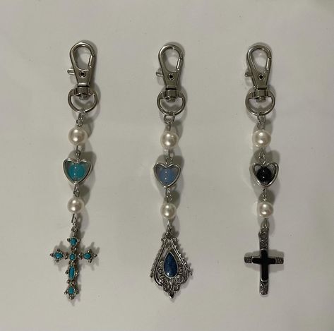 handmade cross charm keychains ⁺‧₊˚ ཐི⋆♱⋆ཋྀ ˚₊‧⁺ follow my depop: nyatz #handmadejewelry #jewelry #keychains #cross #handmade #smallbusiness #business #depop #sweetblissjewelry Crystal Cross Chain Jewelry, Crystal Cross Jewelry With Adjustable Chain, Silver Cross-shaped Jewelry With Beaded Chain, Handmade Green Cross Jewelry, Adjustable Cross-shaped Jewelry With Charms, Handmade Jewel, Cross Jewelry, Cross Charms, Women Accessories Jewelry