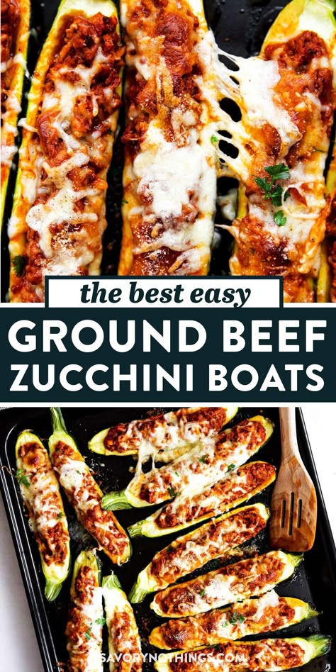 Beef Zucchini Boats, Ground Beef Zucchini, Beef Zucchini, Zucchini Dinner Recipes, Zucchini Boat Recipes, Easy Zucchini Recipes, Easy Ground Beef, Food Summer, Lake Food Ideas Summer