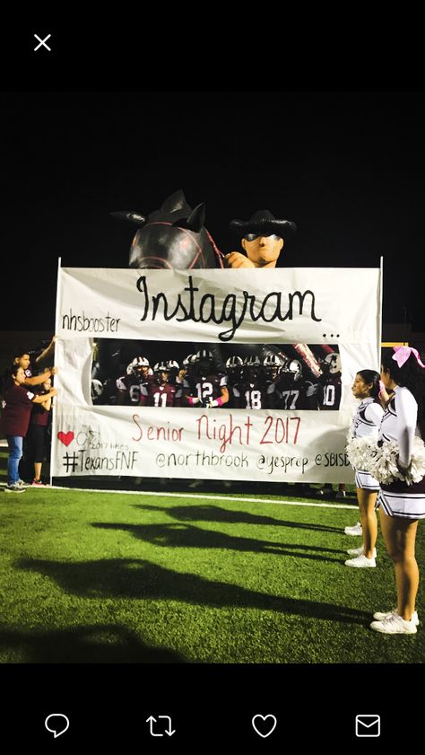 Cheer Fence Signs, Senior Night Football Run Through Signs, Hoco Football Banners, Rival School Football Posters, Blackout Posters Football, Pep Rally Banners, Football Runout Signs, Cheer Ideas High School, Run Out Signs Football