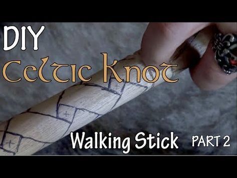 Celtic Knot Walking Stick: I decided to make my own walking stick. My knee plays up every now and then, and using a stick or pole like the one I made is great for bush walking, especially up and down steep hills/mountains.I could have just used a plain pole, but I thought I... Weebles Wobble, Bush Walking, Unique Walking Sticks, Power Carving, Handmade Walking Sticks, Dremel Crafts, Walking Staff, Hand Carved Walking Sticks, Dremel Carving