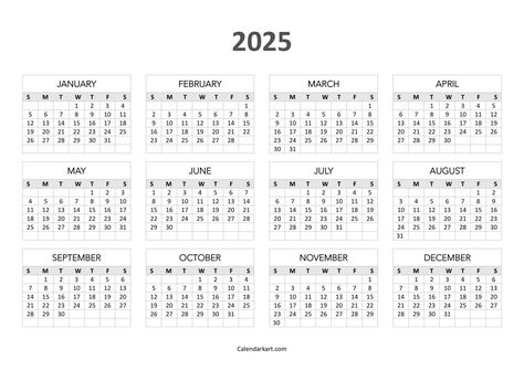 Free Printable Year At A Glance Calendar 2025 - CalendarKart Year At A Glance Calendar, 2025 Year, At A Glance Calendar, Year At A Glance, Yearly Goals, Holiday List, Blank Calendar, Jesus Resurrection, Martin Luther King Day