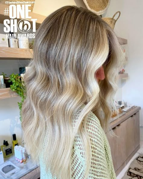 Live In Blonde Balayage, Clean Blonde Balayage, Trending Blonde 2024, Loved In Blonde Hair, Summer Blonde Balayage Dark Roots, Bright Blonde With Dimension, Live In Blonde, Partial Blonde Balayage, Dimensional Warm Blonde