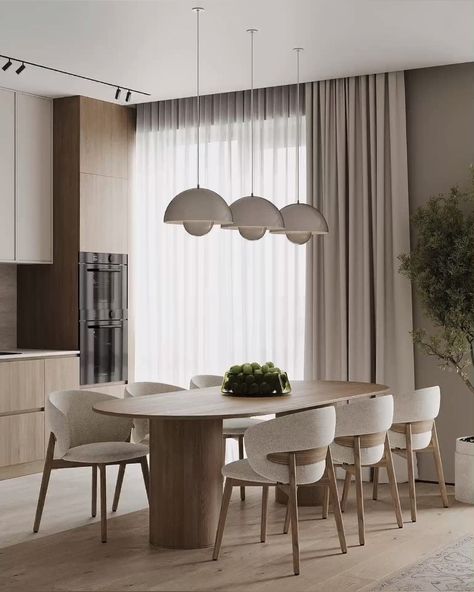 Light Modern Dining Room, Modern Elegant Dining Room Luxury, Light Dining Room Table, Minimalism Dining Room, Dining Room Extension, Minimal Dining Room, Dining Room Idea, Dining Table For 8, Organic Modern Dining Room