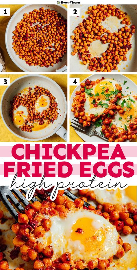 Made with just 4 ingredients, these chickpea-fried eggs are a quick and delicious high-protein breakfast. The fried egg is nestled in fiber-rich chickpeas for layers of fueling ingredients and flavor. So grab your best non-stick pan, and let's make this 15-minute breakfast recipe. Chickpea Breakfast, Fiber Breakfast, Chickpea Fries, Breakfast Bakes, High Fiber Breakfast, Inflammatory Recipes, Meatless Main Dishes, Vegetarian Breakfast Recipes, Nutritious Smoothies