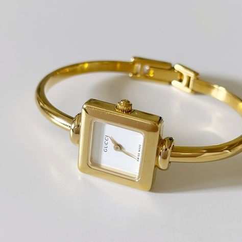 SOLD** Vintage Gucci square dial gold plated bangle watch will be available today at 5pm pacific time! Gold Bangle Watch, Wrist Watch Women, Bracelet Stacking, Bangle Watches, Gold Plated Bangles, Watch Women, Gold Bangle, Women Wrist Watch, Gold Bangles