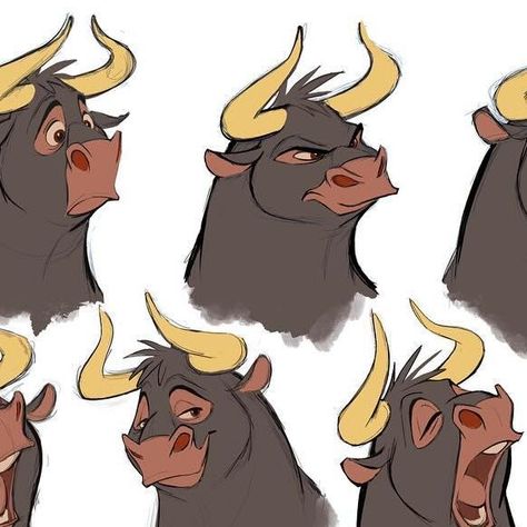 Ferdinand Drawing, Bull Character Design, Cow Character Design, Horse Character Design, Model Sheet Character, Cartoon Creatures, Concept Art Character Design, Expression Sheet, Horse Art Drawing