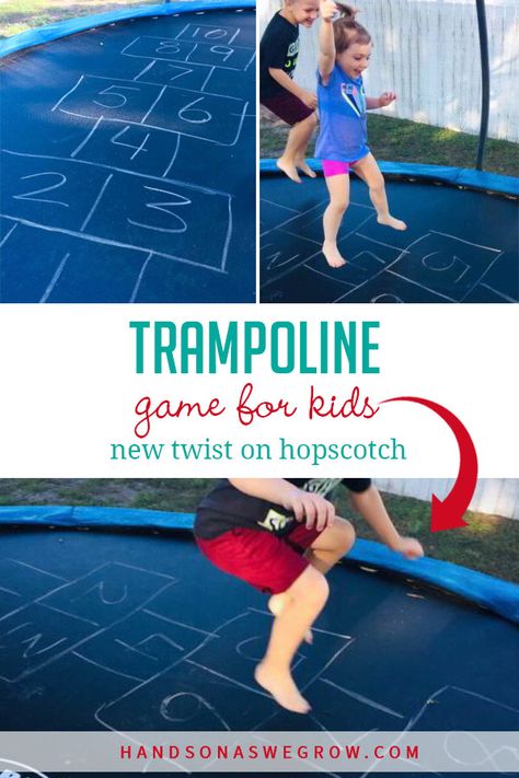 Try this simple gross motor game of hopscotch to get your kids active and engaged on the trampoline! Your kids will love this fun outdoor activity! Trampoline Activities, Teaching Kids Letters, Trampoline Games, Gross Motor Activity, Easy Toddler Activities, Fun Outdoor Activities, Kids Trampoline, Pediatric Therapy, Petite Section