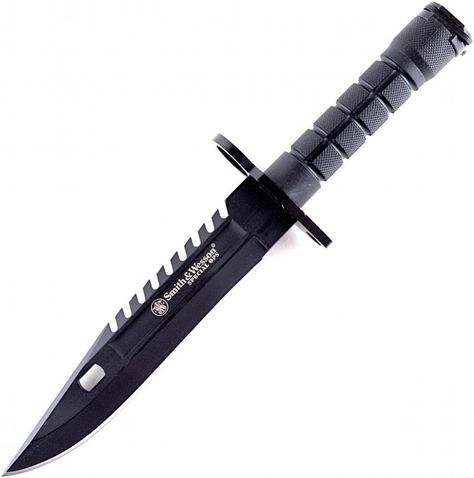 Smith & Wesson Spec Ops M9 Bayonet Knife with Black Handle and Blade, Nylon Sheath Bayonet Knife, M9 Bayonet, Knife Shapes, Military Gear Tactical, Pretty Knives, Spec Ops, Cloak And Dagger, Karambit Knife, Tactical Survival