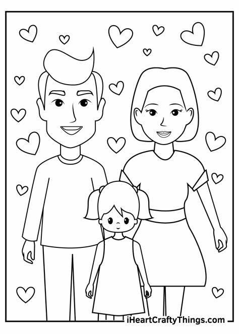 Family Picture Drawing, Family Printables, Sports Coloring Pages, Family Coloring Pages, Mickey Mouse Coloring Pages, Free Kids Coloring Pages, Rainbow Canvas, Unique Coloring Pages, Tree Coloring Page