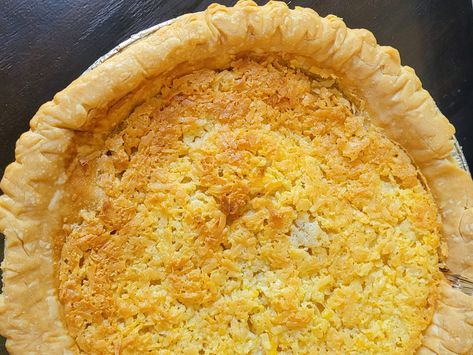 Butter Coconut Pie Macaroon Pie, Coconut Pie Recipe, Sugar Cream Pie, Custard Pie Recipe, Coconut Macaroon, Coconut Cream Pie Recipes, Frozen Pie Crust, Coconut Custard Pie, Baked Pie Crust