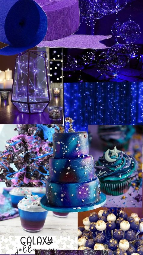 Astronomy Birthday Party Ideas, Constellation Party Theme, Under The Stars Quinceanera Theme Decoration, Stary Nights Theme, Northern Lights Theme Party, Space Theme Prom, Galaxy Sweet 16, Celestial Party Theme, Galaxy Birthday Party Ideas