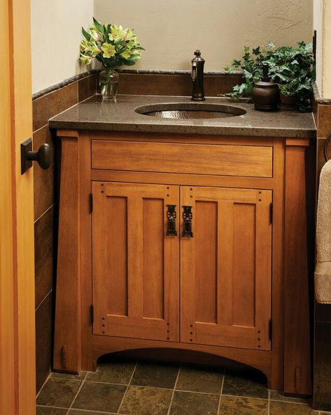 Maybe? Craftsman Style Bathroom, Craftsman Style Bathrooms, Arts And Crafts Bathroom, Craftsman Interiors, Custom Bathroom Cabinets, Craftsman Bathroom, Mission Style Furniture, Craftsman Interior, Wood Shavings