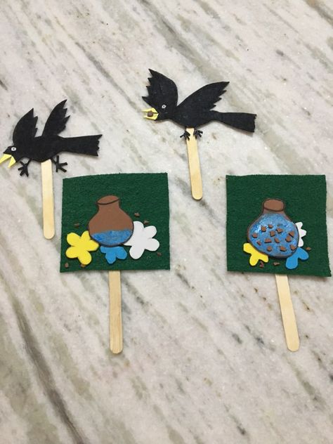 Thirsty Crow Story Props, Story Props Preschool, Preschool Action Songs, Crow Story, Thirsty Crow, Story Props, Action Songs, Scrapbook Titles, Crafts To Make