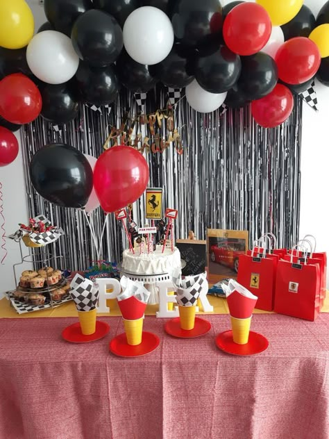 Formula One Theme Party, Formula 1 Party Theme, F1 Birthday Party Ideas Ferrari, Formula 1 Baby Birthday, Formula 1 Party Decoration, F1 Watch Party, F1 Themed Party, F1 Theme Party, Formula 1 Decor