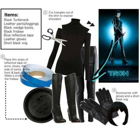 Tron Legacy Costume, Tron Costume, Camo Prom, Short Black Wigs, Black Wedge Boots, All Crafts, Tron Legacy, Diy Halloween Costume, Futuristic Style