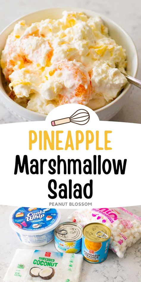 Pineapple Marshmallow Salad Pineapple Marshmallow Salad, Marshmallow Salad, Fluff Salad Recipes, Ambrosia Fruit Salad, Easy Fruit Salad Recipes, Pineapple Salad, Fluff Recipe, Fruit Salad Easy, Fluff Desserts