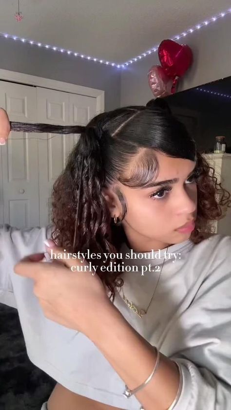 dianniemariee on tiktok Cute Y2k Hairstyles For Short Curly Hair, Hairstyle Tutorials Curly Hair, Curly Hairstyles For The Fair, Butterfly Headband Hairstyles, Amusement Part Hairstyles, Hairstyles For Curly Hair Homecoming, Cute Curly Easy Hairstyles, First Day Of School Hairstyles For Curly Hair Short, Quick Cute Curly Hairstyles