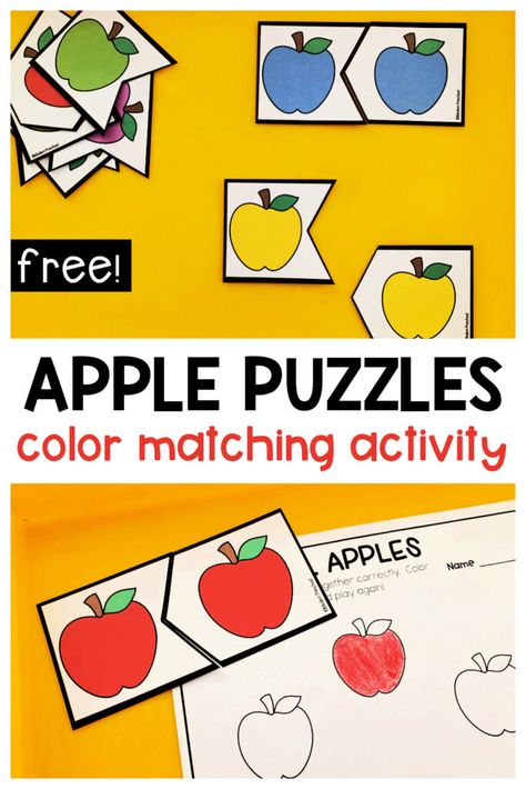 Apple Alphabet Match, Puzzles For Preschoolers, Math Apple Activities, Preschool Apple Theme, Apple Alphabet, September Preschool, Apple Math, Apple Preschool, Teaching Holidays