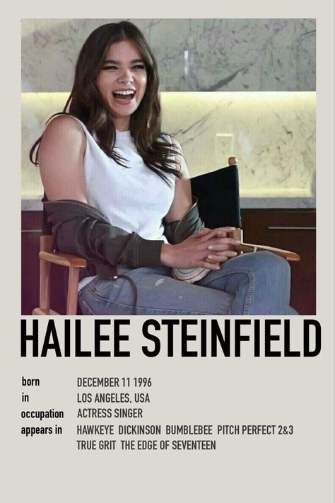 Hailee Steinfeld Polaroid, Hailee Steinfeld Polaroid Poster, Hailee Steinfeld Poster, Minimalist Film Posters, Haliee Steinfeld, Dreads Short Hair, Avengers Movie Posters, Hailee Steinfeld Style, Kate Bishop Hawkeye