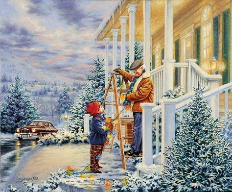 Colors of Christmas mural Dona Gelsinger, Christmas Artist, Old Fashioned Christmas, Christmas Scenes, Noel Christmas, Vintage Christmas Cards, Christmas Illustration, Holiday Art, Christmas Images