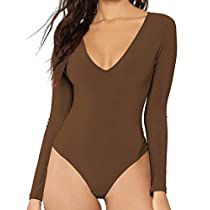 Elegant T Shirt, Basic Bodysuit, Bodysuit Shirt, Bodysuit Tops, Suit For Women, Coffee Color, Stretchy Tops, Spring Women, Basic Long Sleeve