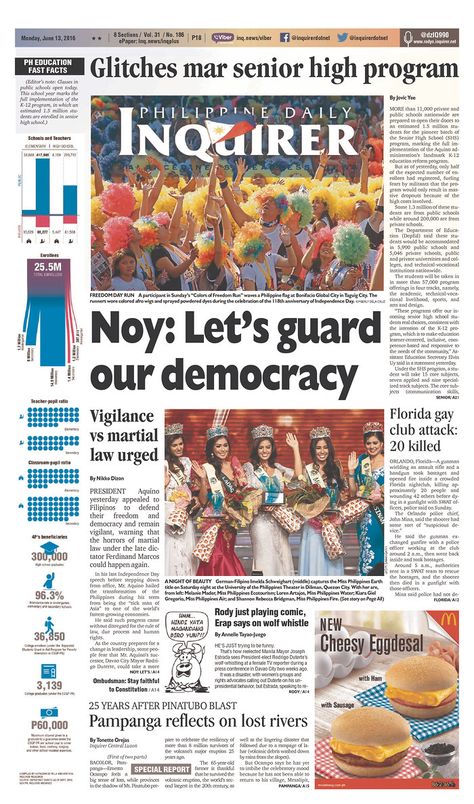 Philippine Daily Inquirer | Today's Front Pages | Newseum Philippine Daily Inquirer Newspaper, Newspaper Reference, Rain Forest Diorama, Oreo Package, Forest Diorama, Newspaper Project, Newspaper Design Layout, Volleyball Photography, Editorial Page