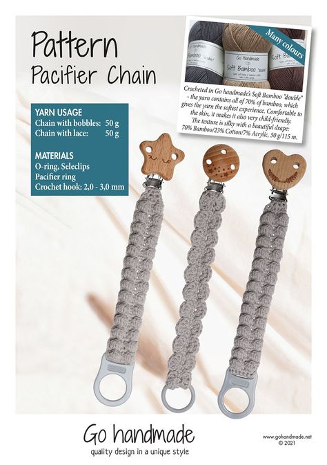 Pacifier Holder Pattern, Pacifier Clip Tutorial, Crochet Pacifier Holder, Crochet Pacifier Clip, Pacifier Clips Diy, Crochet Baby Projects, Bobble Crochet, Pacifier Strap, Binky Clips