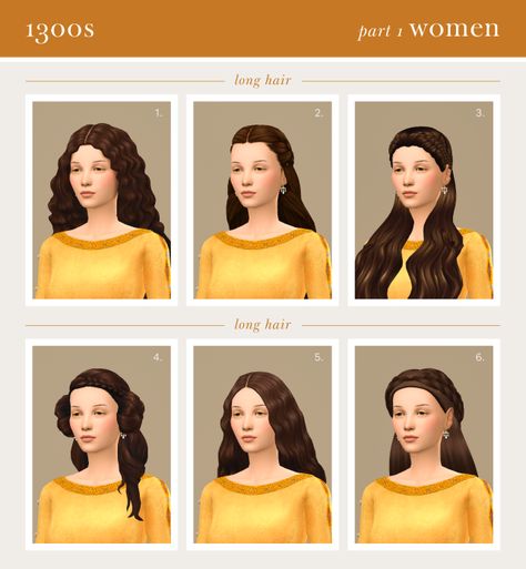 THE SIMLINE Middle Age Hair, Medieval Hair, 2000s Trends, Sims 4 Decades Challenge, Medieval Hairstyles, Sims Medieval, Unmarried Women, Pelo Sims, Sims House Design