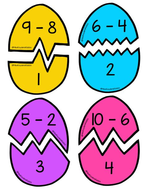 Easter Math Activities 1st Grade, Easter Math Centers Kindergarten, Addition And Subtraction Puzzle, Prek Easter, Kindergarten Math Centers, Centers Kindergarten, Spring Lessons, Easter Math, Spring Math