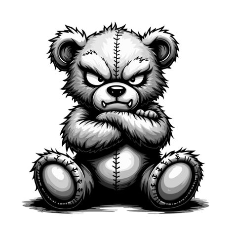 Grumpy Bear Men's T-Shirt | Ae ArtVibe Teddy Drawing, Bird Pencil Drawing, Joker Tattoo Design, Teddy Bear Drawing, Fierce Expression, Angry Bear, Grumpy Bear, Joker Tattoo, Bear Drawing