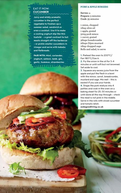 Pork and apple burgers Pork And Apple Burgers, Pizza Sandwich Recipe, Donna Hay Recipes, Yoghurt Dip, Threat Intelligence, Transportation Business, Meat Cooking, Juicy Burgers, Written Recipes