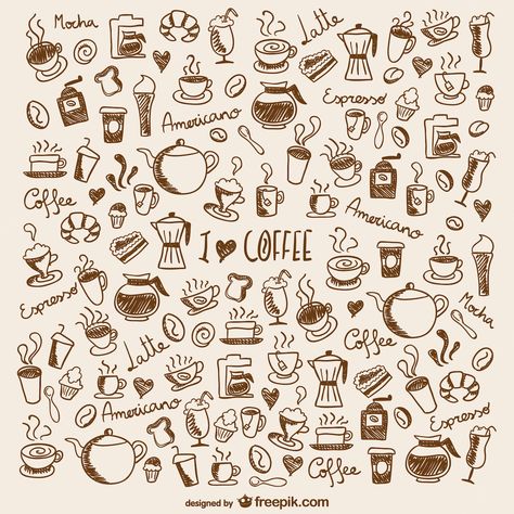 Premium Vector | Coffee doodles Coffee Doodles, Coffee Doodle, Logos Retro, Arte Doodle, Coffee Vector, Coffee Drawing, Doodle Icon, Sketch Notes, Bullet Journal Doodles