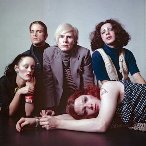 Woodlawn with Andy Warhol, Jane Forth, Jackie Curtis, and Joe Dallesandro at the Factory, 1971 Jackie Curtis, Holly Woodlawn, Joe Dallesandro, Warhol Factory, Candy Darling, Fantasy Factory, 70s Makeup, Gang Members, Sweet Charity