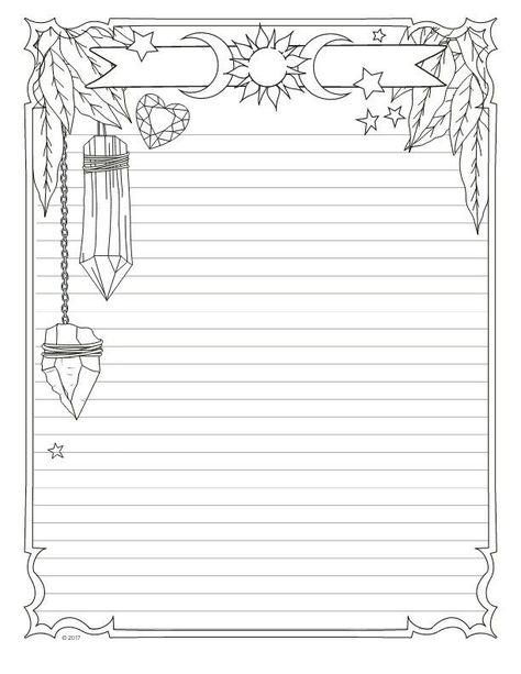 Witchy Lined Paper, Witchy Printables Journal Pages, Grimoire Page Borders, Wicca Journal Pages, Spell Pages Printable, Free Printable Journal Pages Templates Writing Papers, Notebook Pages Aesthetic, Tarot Card Journal Pages, Blank Journal Pages Printable