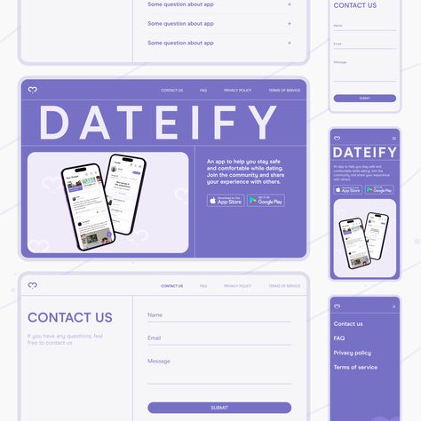 Today we want to share with you a website design concept for an innovative mobile app, allowing users to share their dating experiences with others. The design features a vibrant and bold purple color scheme, with a minimalistic logo that adds a touch of sophistication and simplicity to the overall design.