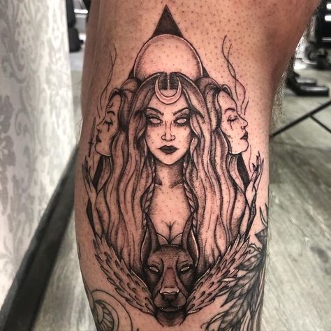 Simple Hecate Tattoo, Hecate Goddess Tattoo Simple, Maid Mother Crone Tattoo, Hecate Tattoo Ideas, Hekate Tattoo Triple Goddess, Hecate Tattoo Design, Hecate Goddess Tattoo Design, Maiden Mother Crone Tattoo, Hecate Goddess Tattoo