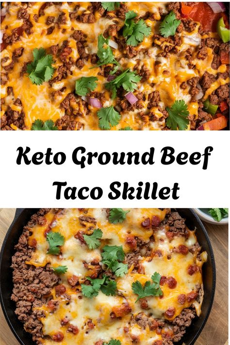 Keto Ground Beef Taco Bowls Keto, Low Carb Taco Skillet, Low Calorie Meals With Ground Beef, Taco Skillet Dinner Beef, Casserole Recipes Taco, Keto Ground Beef Recipes For Dinner, Recipes With Taco Meat, Taco Pie Keto, Taco Recipes For Dinner