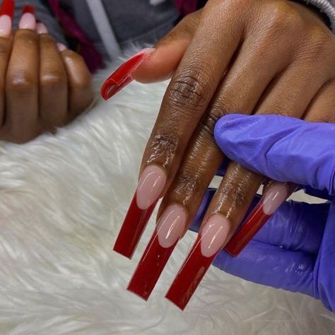 Red Baddie Nails, Long Red Nails, Birthday Nail, Bunny Nails, Red Acrylic Nails, Drip Nails, Exotic Nails, Nails Done, Nails Only