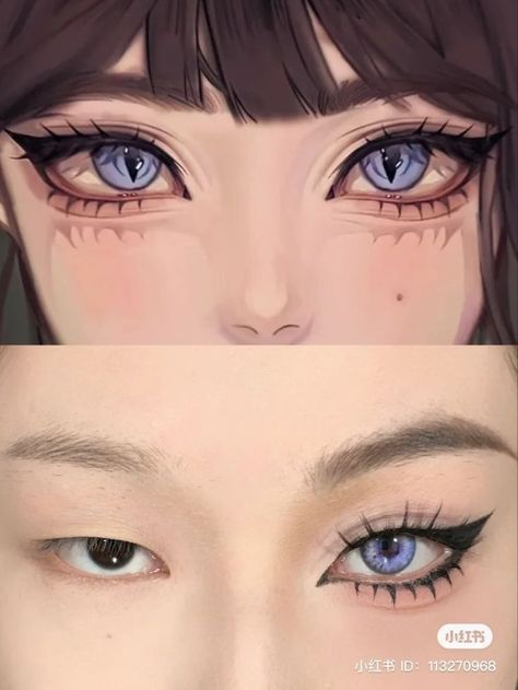 Anime Eye Makeup, Mekap Mata, Anime Cosplay Makeup, Anime Makeup, Graphic Makeup, Makijaż Smokey Eye, Eye Makeup Designs, Dope Makeup, Cute Makeup Looks