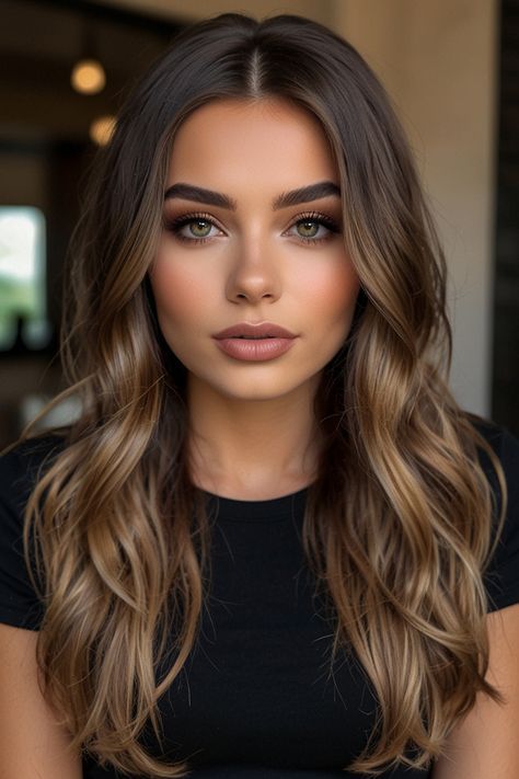 Darker Roots Brown Hair, Sunkissed Hair Brunette Medium Length, Dorit Hair Color, Womens Hair Styles 2024, Brunette Hair With Highlights Caramel, Hair Contouring Brunette, Warm Caramel Hair, Brunette Summer Hair Color, Brunette Summer Hair