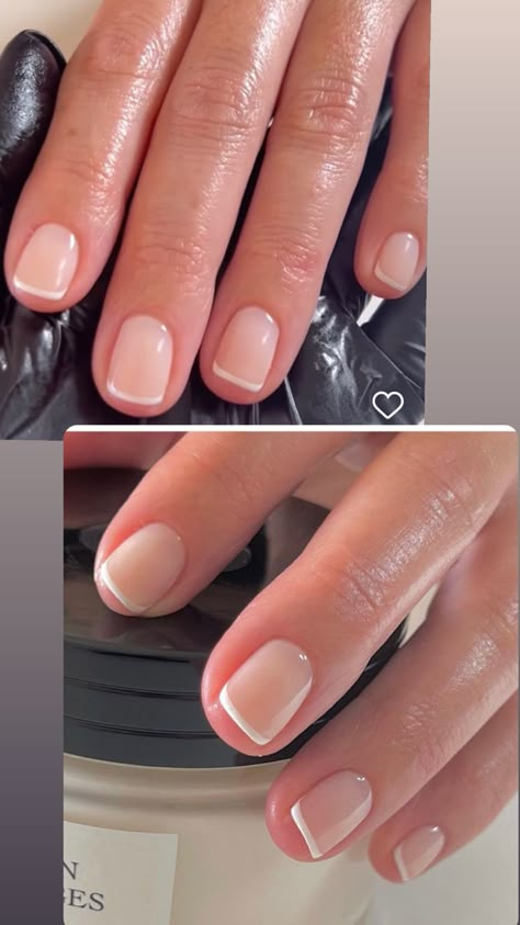 French Manicure Short Nails Natural, French Gel Manicure Short Natural Nails, Extra Short French Nails, Natural Dip Powder Nails Short French, Extremely Short Nails, French No Chip Manicure, Barely There French Manicure, Mail Color, American Manicure