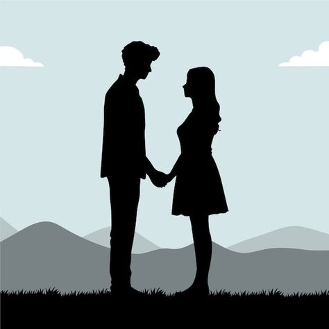 Couple Holding Hands Silhouette, Holding Hands Silhouette, Relationship Drawings, School Routine For Teens, Hand Silhouette, Silhouette Sketch, School Routine, Couple Holding Hands, Silhouette People