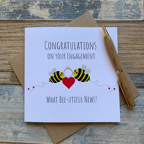 Engagement Congratulations Card, Engagement Cards Handmade, Engagement Greetings, Engagement Wishes, Bee Utiful, Engagement Quotes, Anniversary Cards For Wife, Engagement Congratulations, Congratulations On Your Engagement