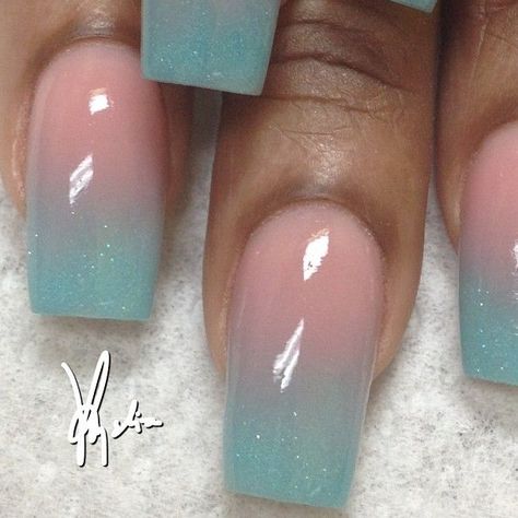 Turquoise Acrylic Nails, Nails Turquoise, Ombre Gel Nails, Aqua Nails, Teal Nails, Tammy Taylor, Natural Nail Designs, Turquoise Nails, Ombre Nails Glitter