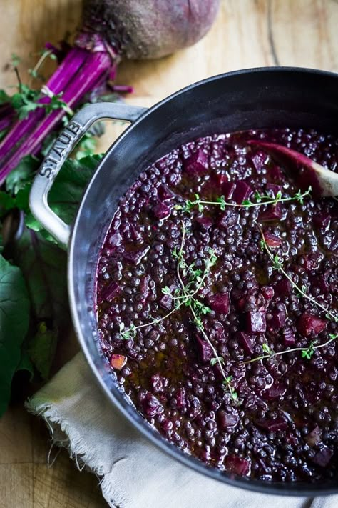 Beet Lentils. Braised Lentils, Feasting At Home, Vegetarian Main Course, Vegan Stew, Beet Recipes, Vegan Main Dishes, Lentil Recipes, Main Course Recipes, Goat Cheese